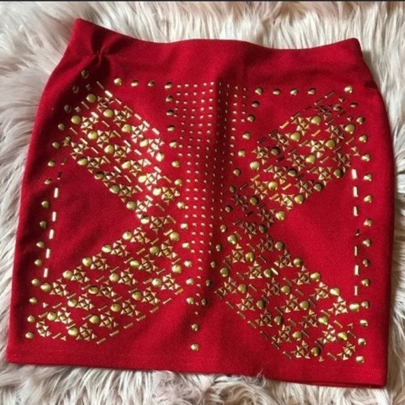 NWOT DO & BE--RED BODYCON MINI SKIRT - Picture 1 of 6